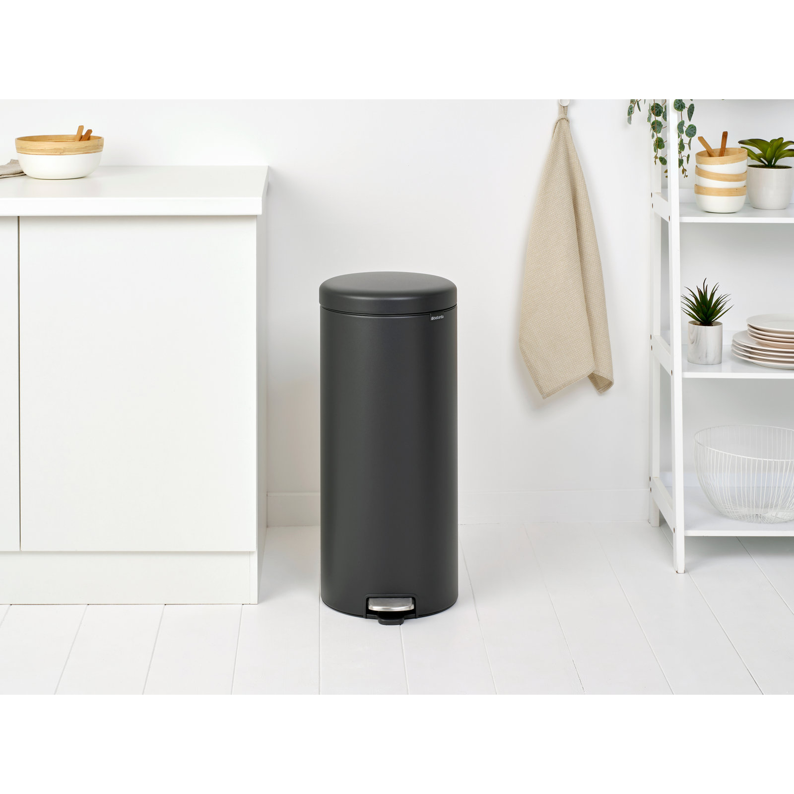 Brabantia Newicon 8gal Step-On Trash Can, Mineral Infinite Gray