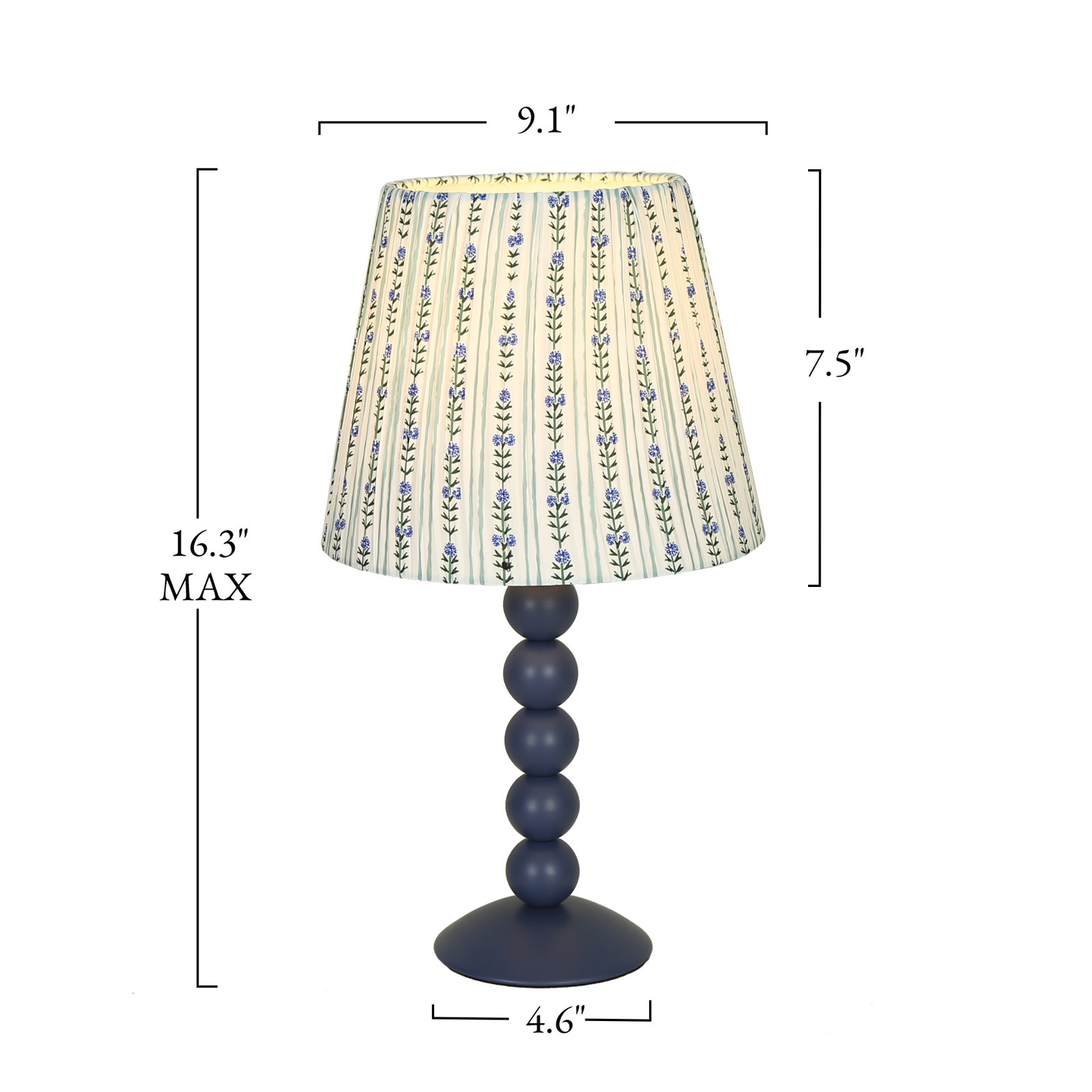16” Table Lamp with Fabric Lampshade, Purple-blue