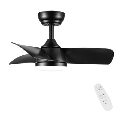 28 In Intergrated Led Ceiling Fan Lighting With Black Abs Blade
