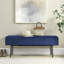 Banc de chambre en velours de style contemporain, bleu (45 po x 13 po x 17 po)