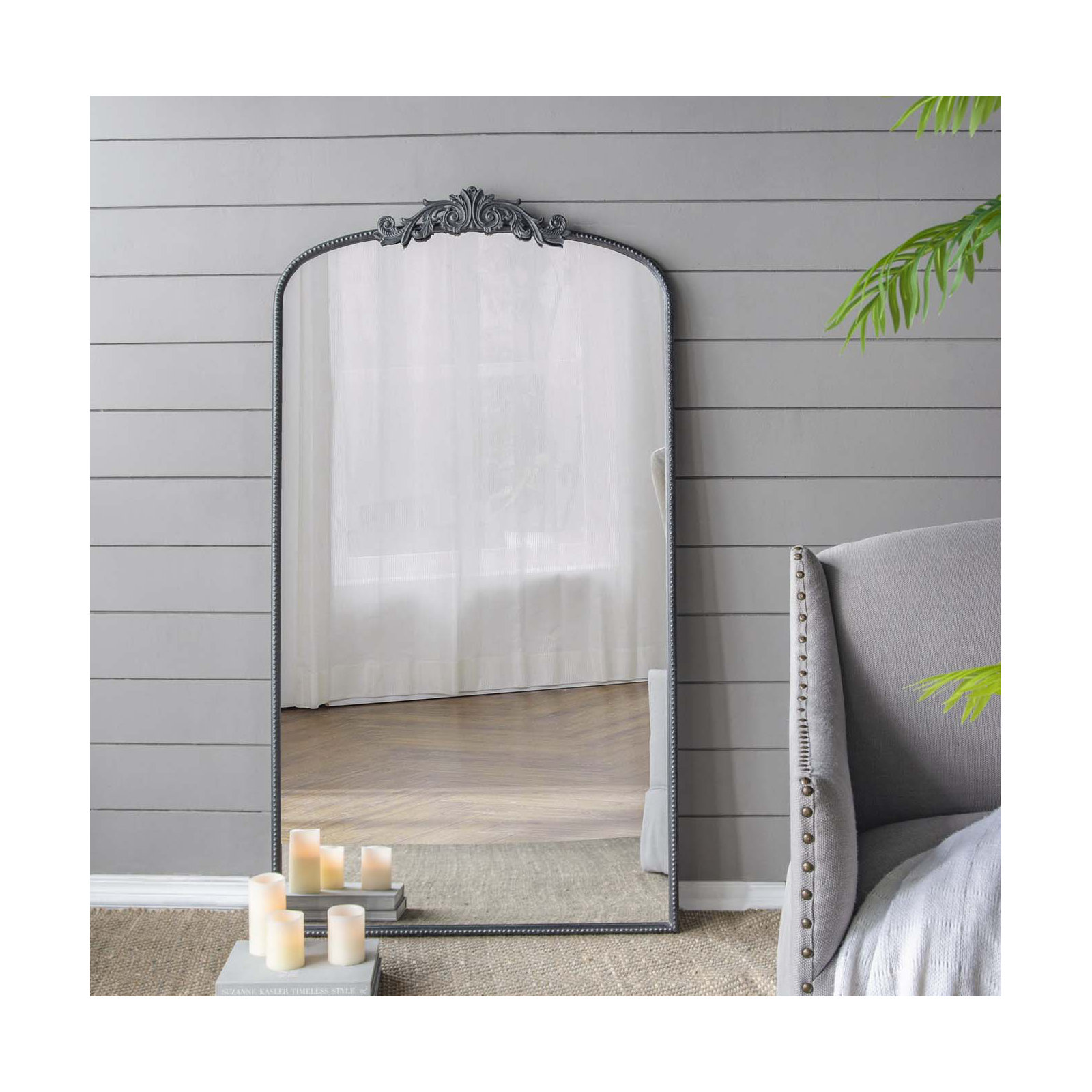 Emmeline Metal Arch Mirror, Black, 36" x 24"