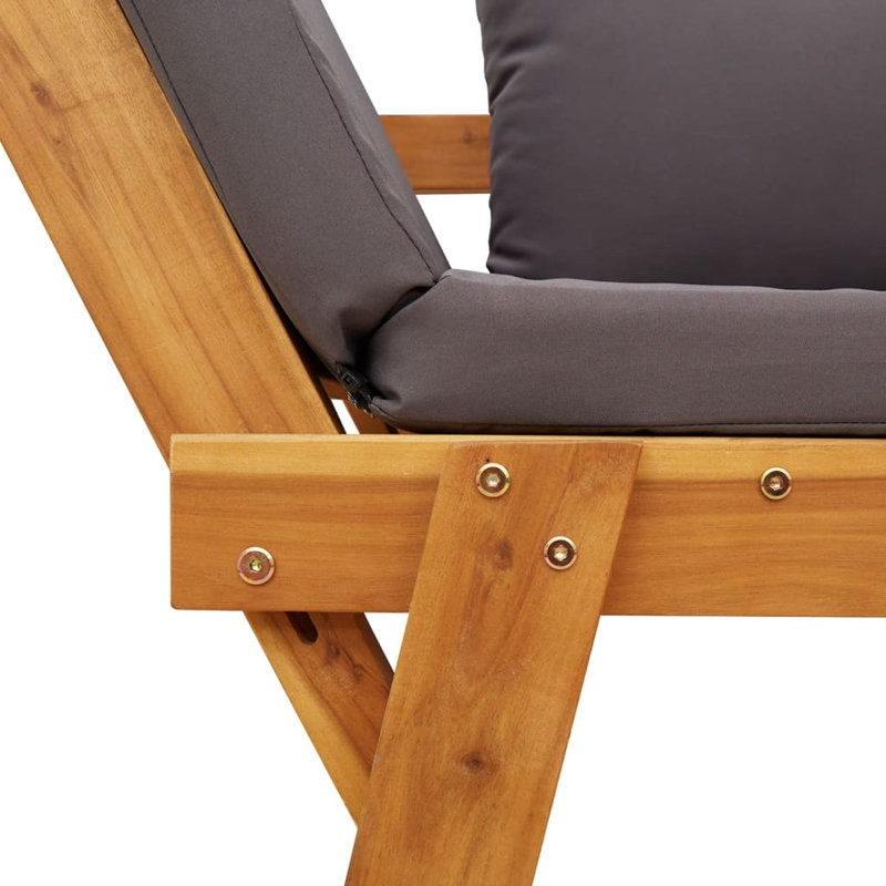  Banc de jardin gris foncé, bois d'acacia massif, polyester moyen, Gris foncé, H 26 po x l 81 po x P 29 po