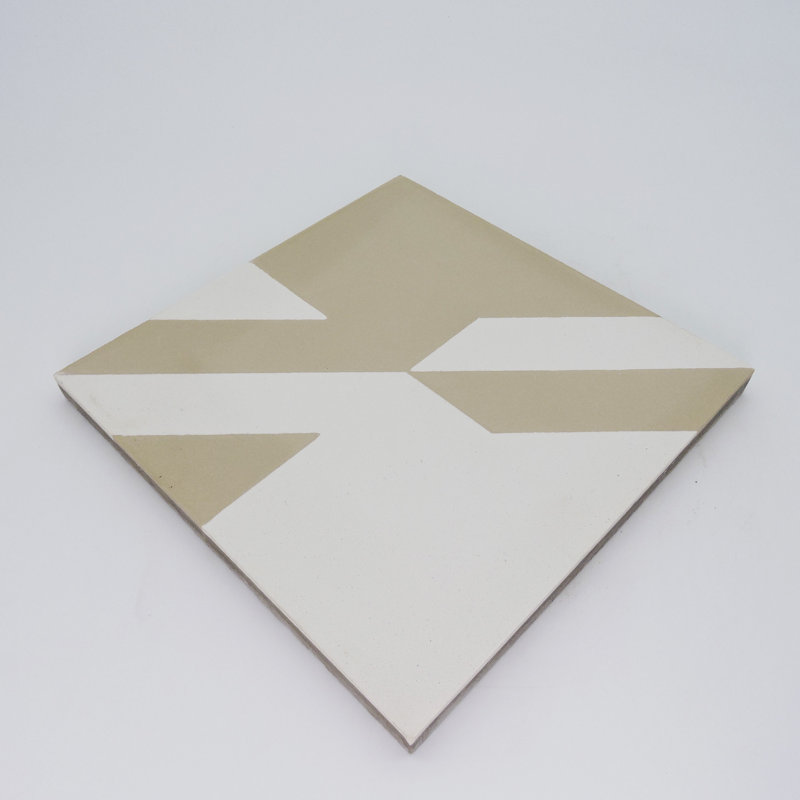 Tantan 8" x 8" Cement Patterned Wall & Floor Tile, Beige/White