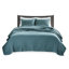 3 pièces de courtepointe pour lit double / grand lit en sarcelle - microfibre, rembourrage en coton, réversible, piqûre, crée une charmante chambre à coucher, comprend et 2 taies décoratives pour la microfibre avec rembourrage, courtepointe Channel, décore la chambre à coucher