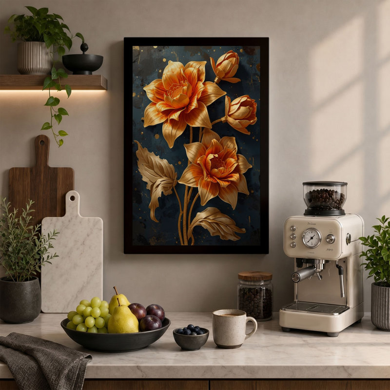 Golden Roses Study Botanical - Wrapped Canvas, Black Border, 30x20 - 76.2 x 50.8 cm