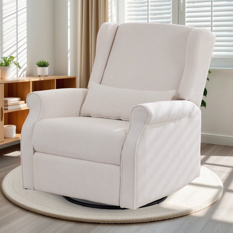 Nursery Glider Recliner Chairs Manual Swivel Rocker Reclining Chair, Beige