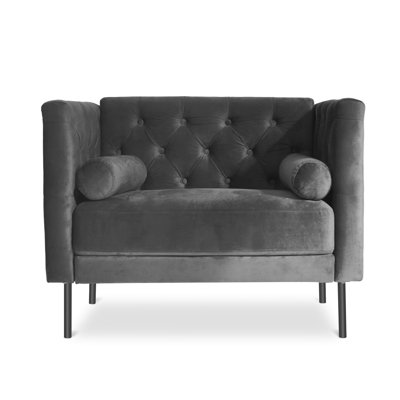  Oversized Chesterfield Chair With 31" Wide Seat, Mid Century Single Accent Chair With Button Tufted Backrest, Rolled Armrests, 2 Pillows For Living Room