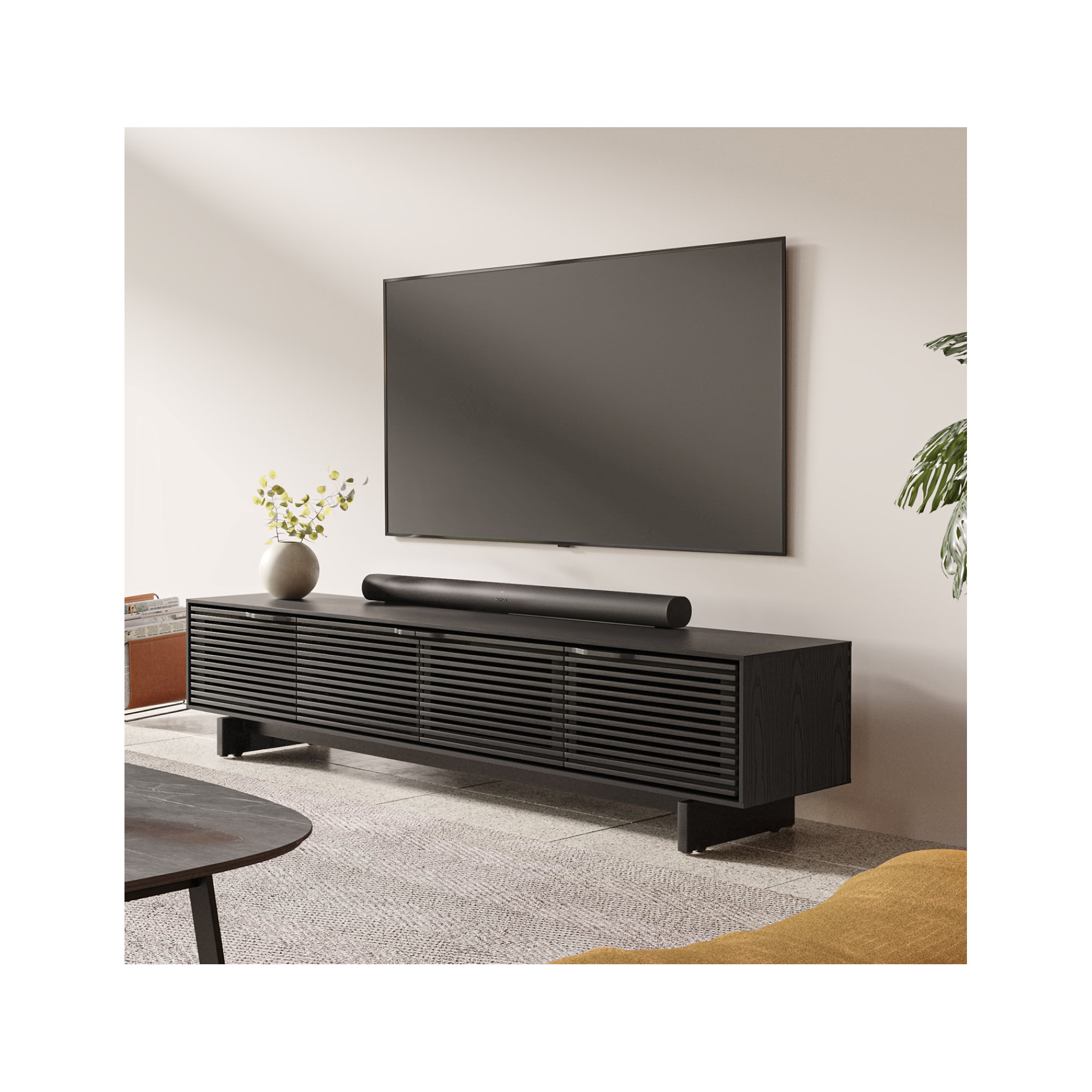 Align 81'' Media Console, 19"H x 81"W x 18"D, Ebonized Ash