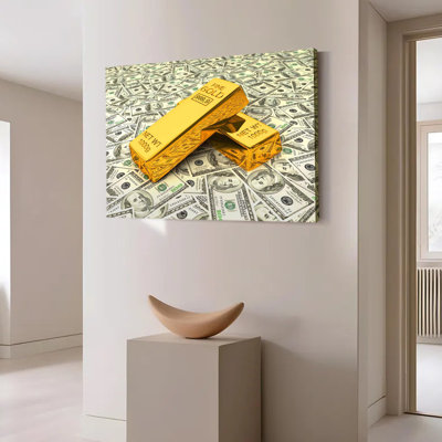 Gold Coin Poster Canvas Wall Art Dollar Gold Bar Art Poster