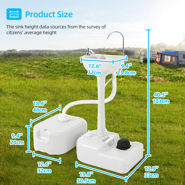 Portable 17L Hand Washing Station+19.8 Gallon Water Holding Tank Kit for  Camping