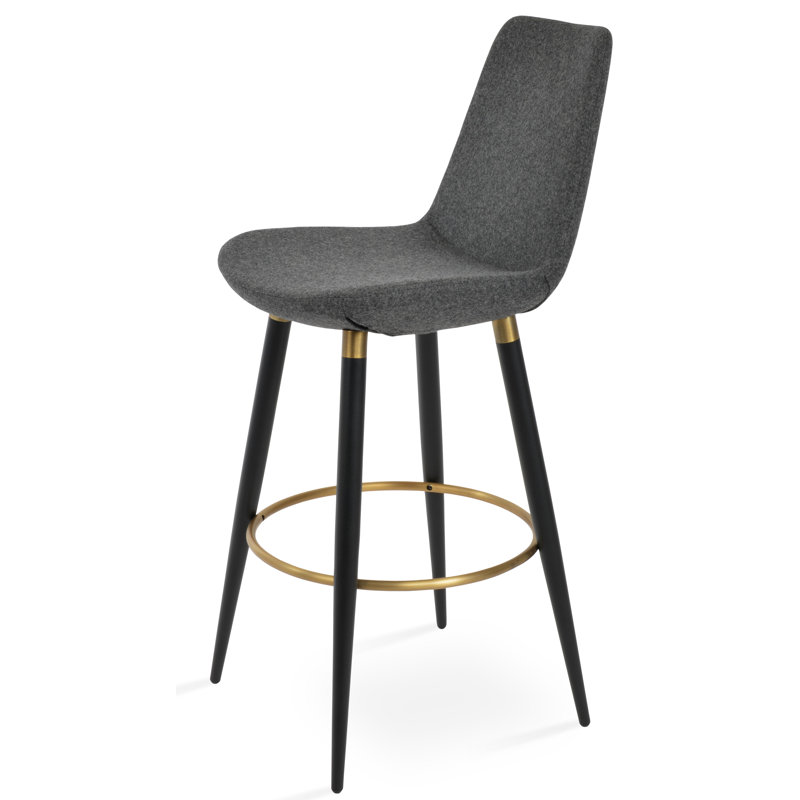Tabouret de bar et de comptoir Eiffel Ana en laine, Gris foncé, Tabouret de bar (siège d'une hauteur de 29 po), Noir