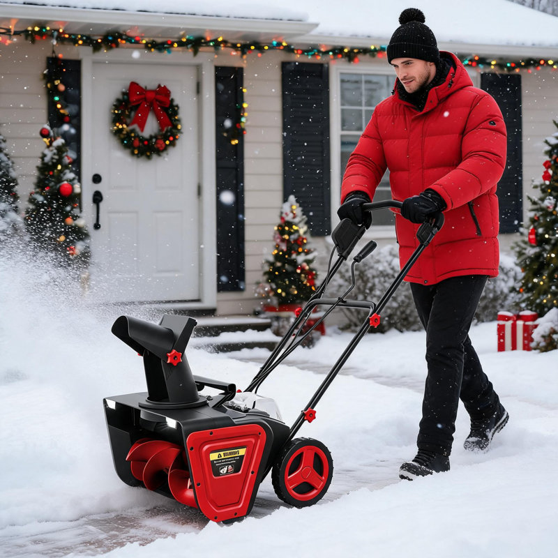 20" Electric Snow Blower, Cordless 2 * 20V 4.0Ah Batteries Dual Port Charger 2 LED Lights Brushless Motor for 20" Width, 10" Depth Path 23FT Throwing Distance, 180° Rotating Chute Walkways Driveways
