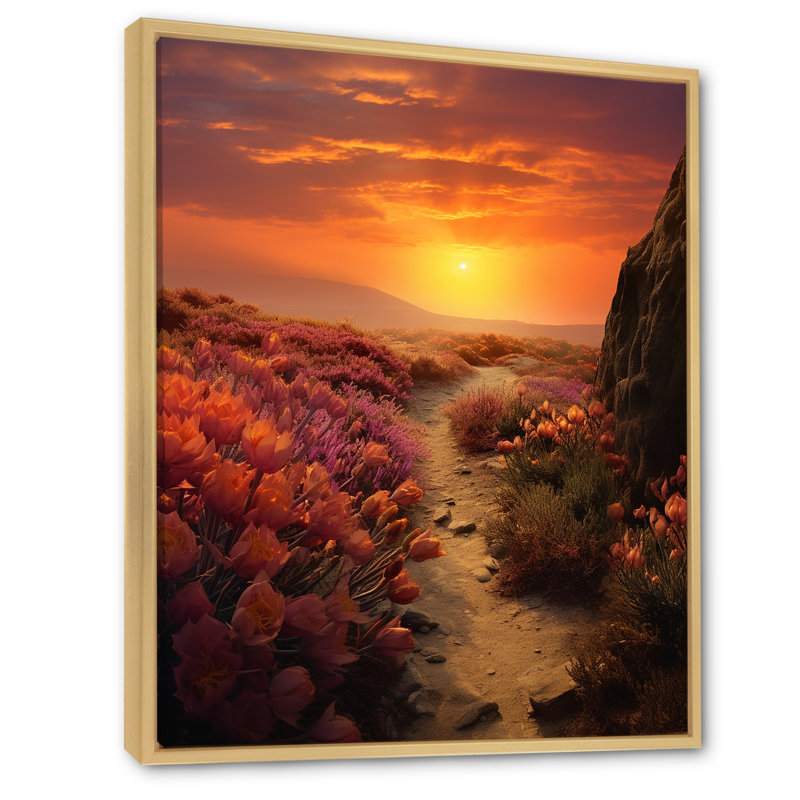 Succulent Sunset Field, Texas, Cadre naturel flottant, H 44 po x l 34 po x P 1,5 po