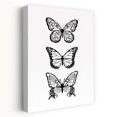 Trois papillons délicats - Paysage abstrait de papillons - Affiche murale nature