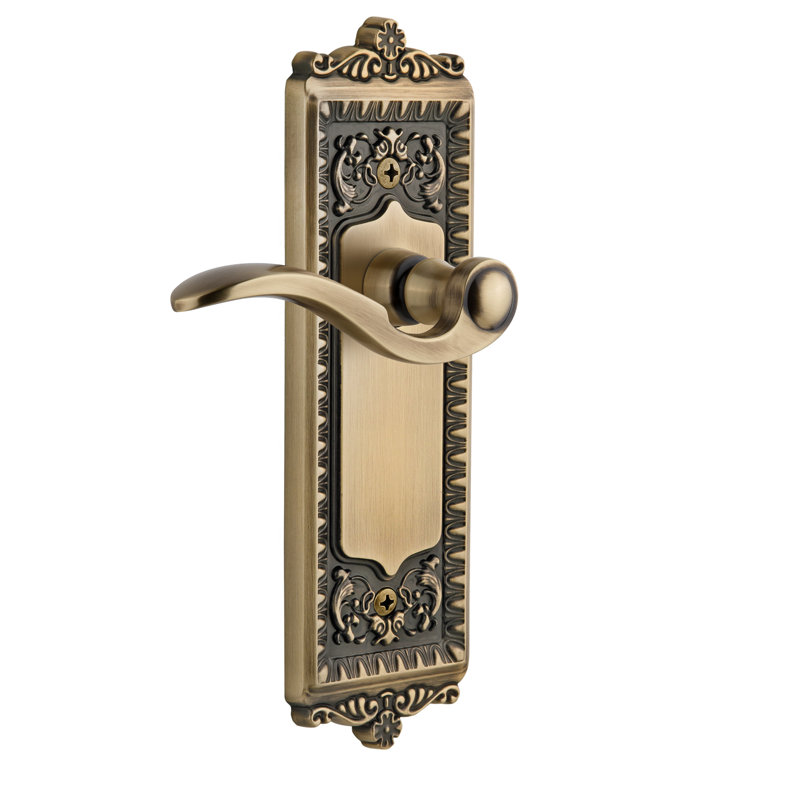 Grandeur Windsor Plate Passage with Bellagio Lever, 2 3/8", Vintage Brass
