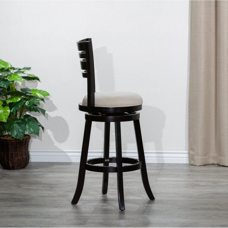 Nichoas Swivel Upholstered Counter Stool, Espresso, Bar Stool (30.1" Seat Height), White