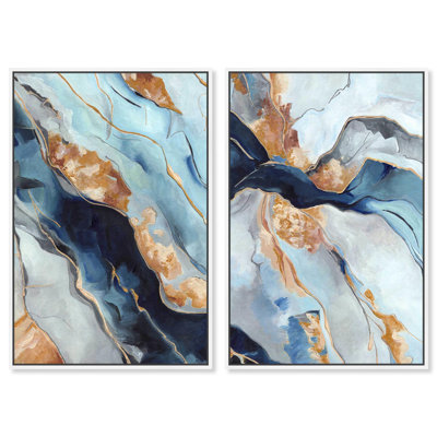 Ocean Melody Set Canvas Set of 2 Luxe Abstract Sets by 