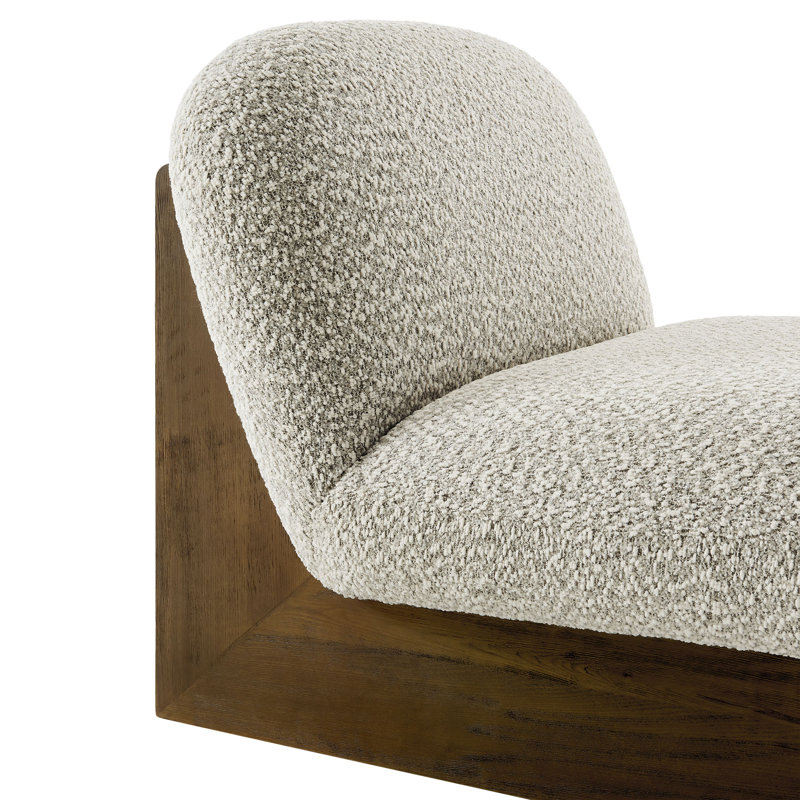 Ensemble de fauteuil d'appoint et repose-pieds en tissu Loyal Boucle, Noyer, Tissu River Rock