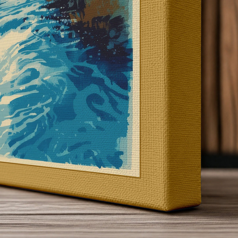 Woodland Stream Scandinavian - Wrapped Canvas, 30x20 - 76.2 x 50.8 cm, Ochre Border