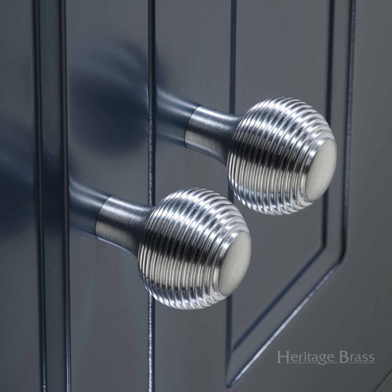 Heritage Brass Heritage Cabinet Knob Reeded Design, Satin Nickel, 3.2cm