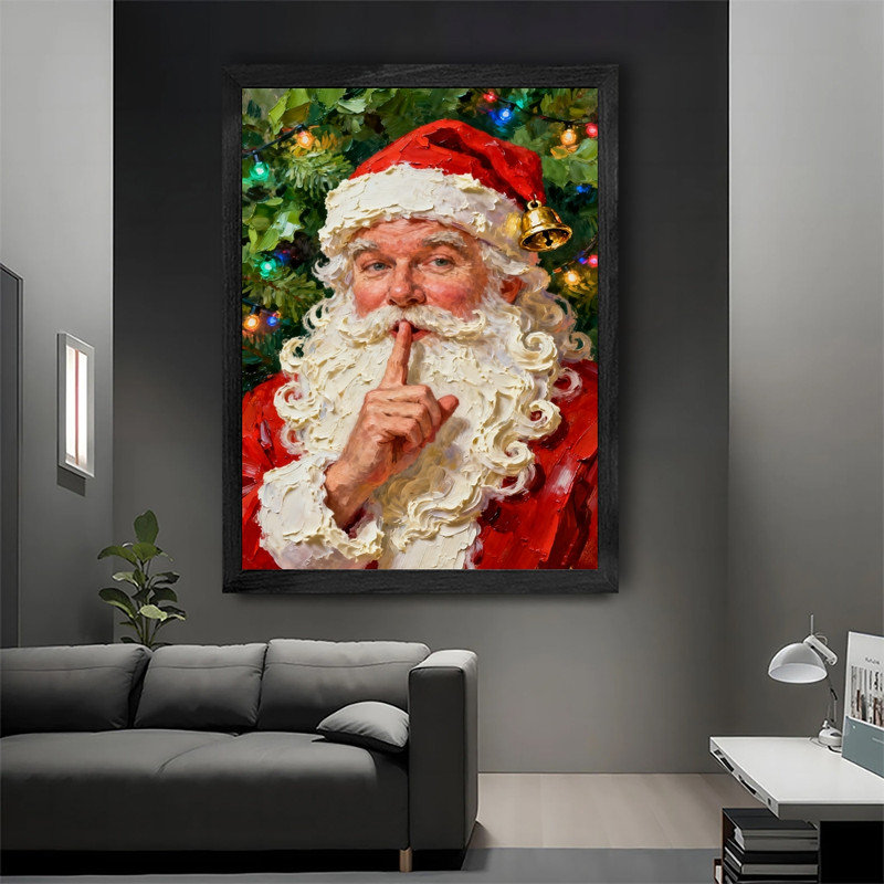 Art mural noir encadré père Noël - impressions fantaisistes encadrées, H 37 po x l 25 po