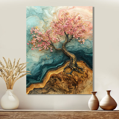 Golden Cherry Blossom Tree Garden Of Ephemeral Beauty I - Cherry Blossom Print On Metal