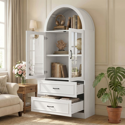 Armoire de rangement moderne et minimaliste arquée avec portes en verre trempé