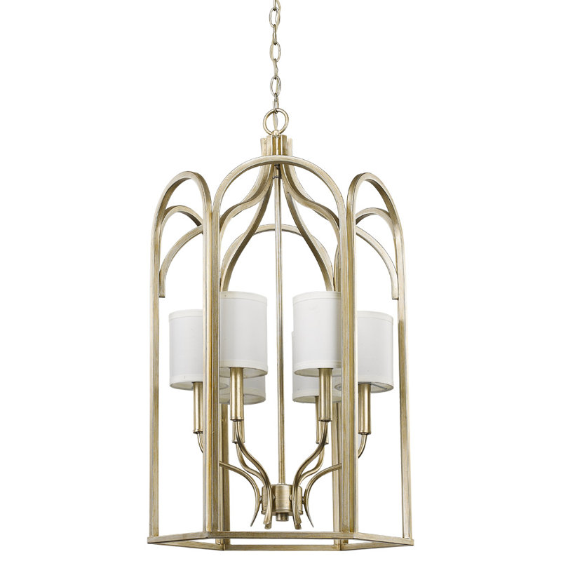 Lustre géométrique 6 lumières ombrées avec accents de cristal Marini, H 32 po x l 18 po x P 18 po