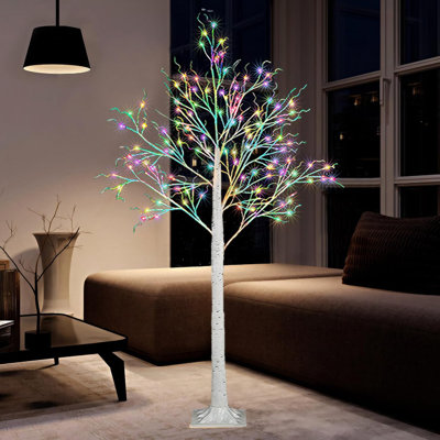 Bouleau éclairé, guirlande lumineuse 18 pi 6 couleurs, 120 DEL avec 8 modes et minuterie pour la décoration intérieure de mariage