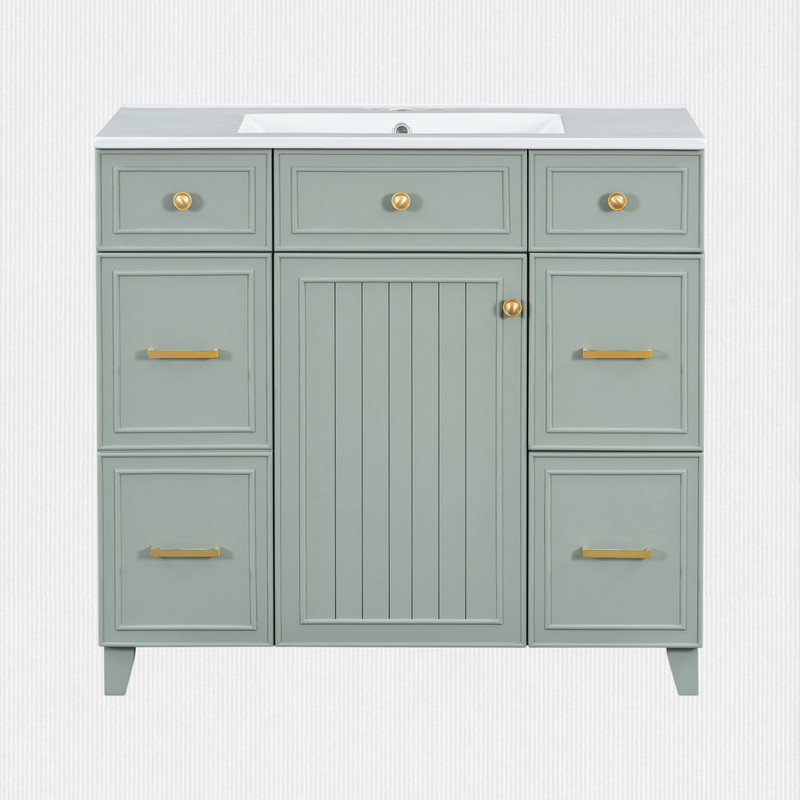 36" Sink Vanity with Adjustable Shelf, Green