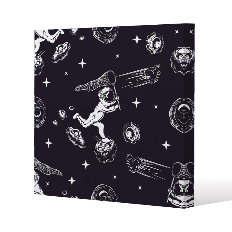 Astronaut catches a comet Slim Style Canvas Print , 15mm Slim Real wood., 40 cm H x 40 cm W