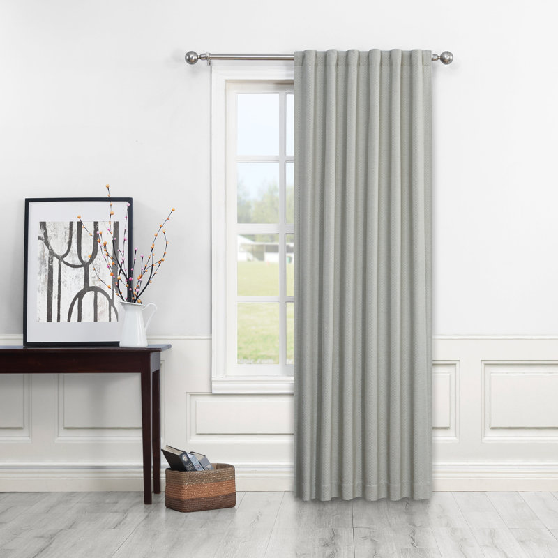 Simms Geometric Room Darkening Thermal Rod Pocket/Back Tab Single Curtain Panel, 52"W x 84"L, Linen