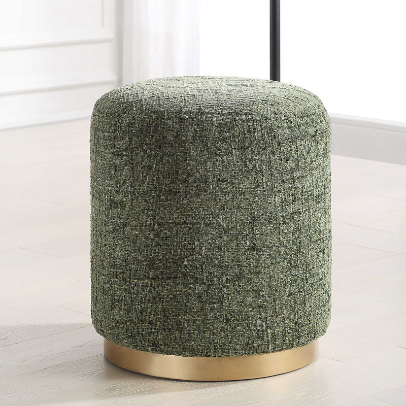 16.5'' Wide Round Ottoman, Green