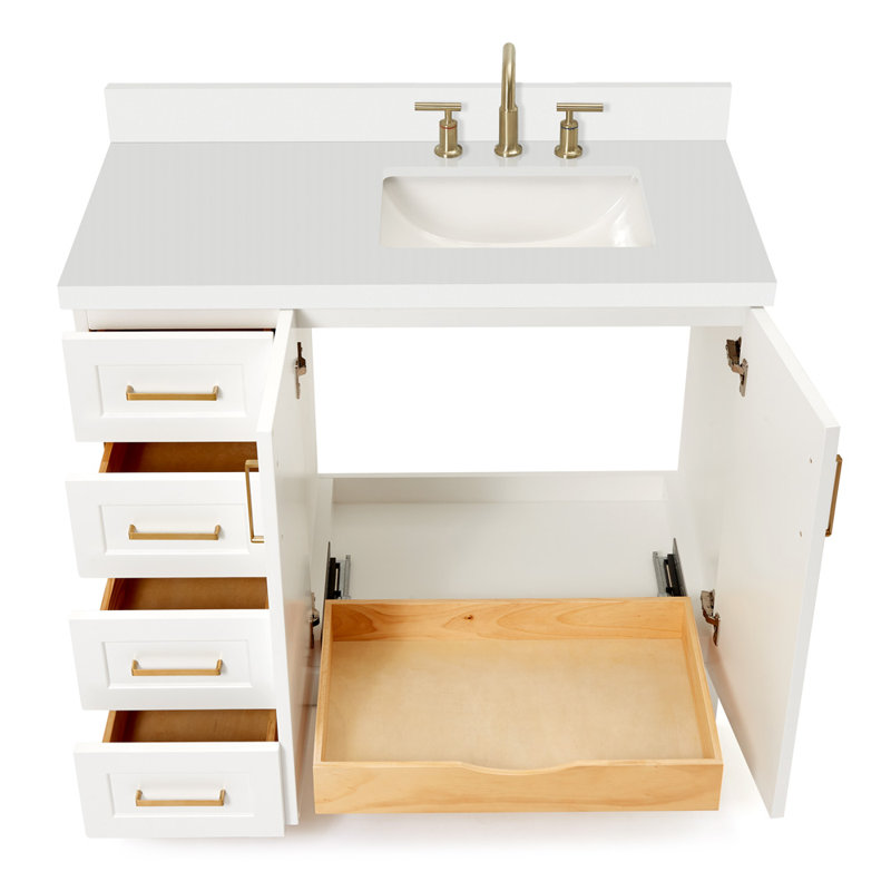 43 IN.  Single Bathroom Vanity, White, Rectangular, Right 