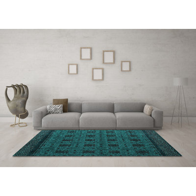 Tapis turquoise lavable à la machine Abstract 5362