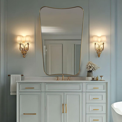 Miroir de salle de bain Contemporary Cadre en acier inoxydable
