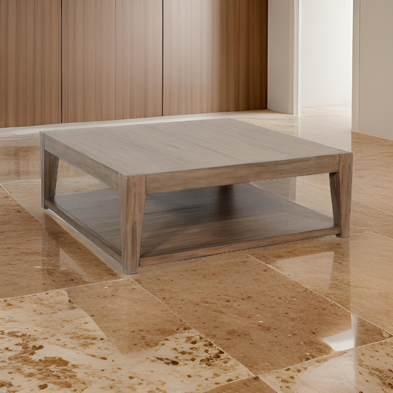 Yael Coffee Table With Caster Wheels, 48 Inch Light Brown Mahogany
