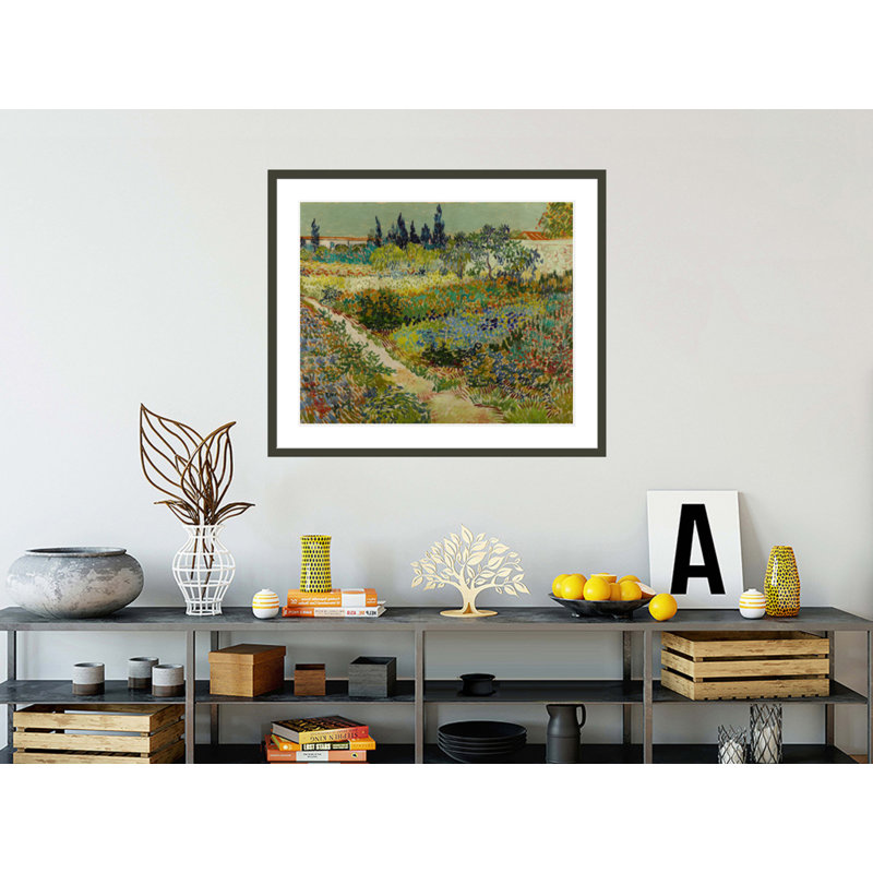 Jardin à Arles / Jardin fleuri avec sentier par Vincent van Gogh - Impression Giclée encadrée, H 33,5 po x l 39,51 po