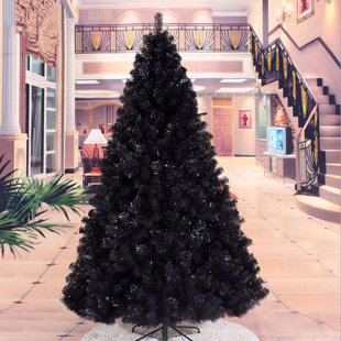 Black Alaskan Pine Christmas Tree - Full & Bushy Artificial Tree with Flame-Resistant PVC and Metal Stand