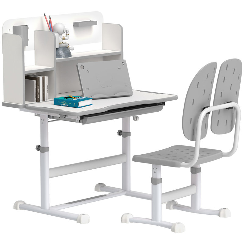Abbygael Kids Desk and Chair Set Height Adjustable Ages 3-13 Years, Grey