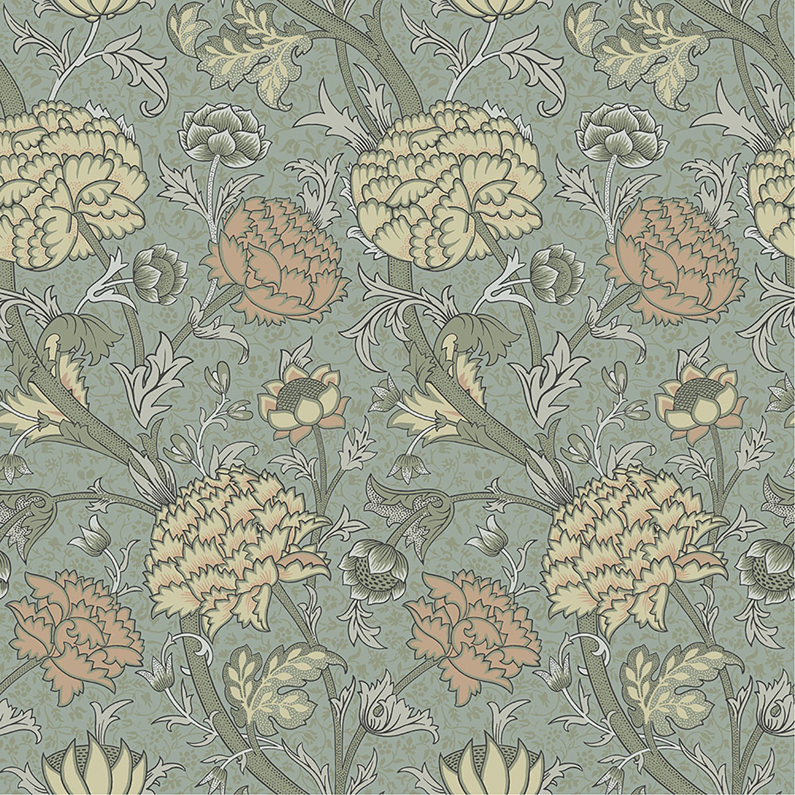Floral Wallpaper, Light Blue