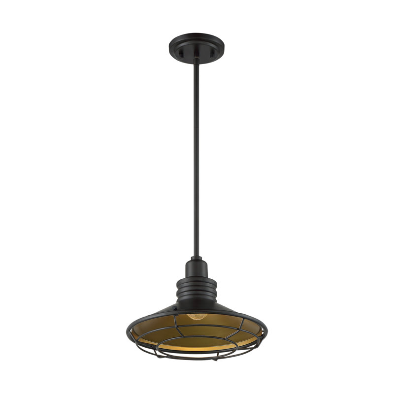 Luminaire suspendu conique unique à 1 lumière Parkdale, Bronze foncé / Or, Bronze, H 8,13 po x l 12 po x P 12 po