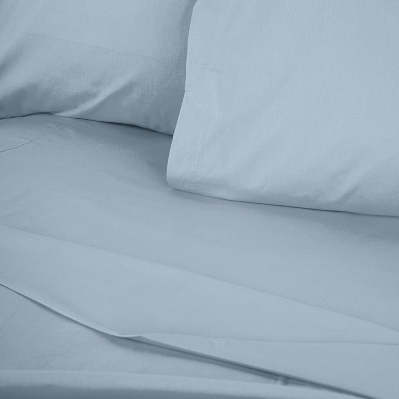 Premium King Fitted Sheet, 100% Cotton Ranforce, 63 x 79 + 11.8 Deep Pocket | 145 Thread Count, Soft & Breathable | Machine Washable at 86°F | Elegant Blue Color, Perfect for Comfortable Sleep