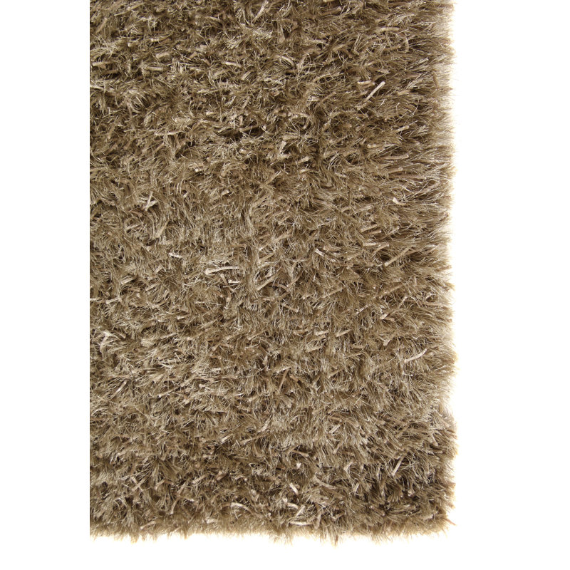 Viscose Shaggy Area Rug in Beige, Rectangle 10' x 14'