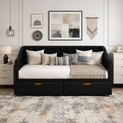 Daybed with Drawers Upholstered Tufted Sofa Bed