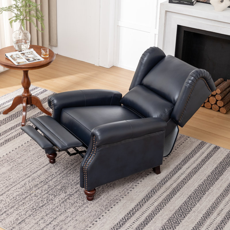 Fauteuil inclinable en cuir véritable Aimee-Lea de 31 po de largeur, Marine