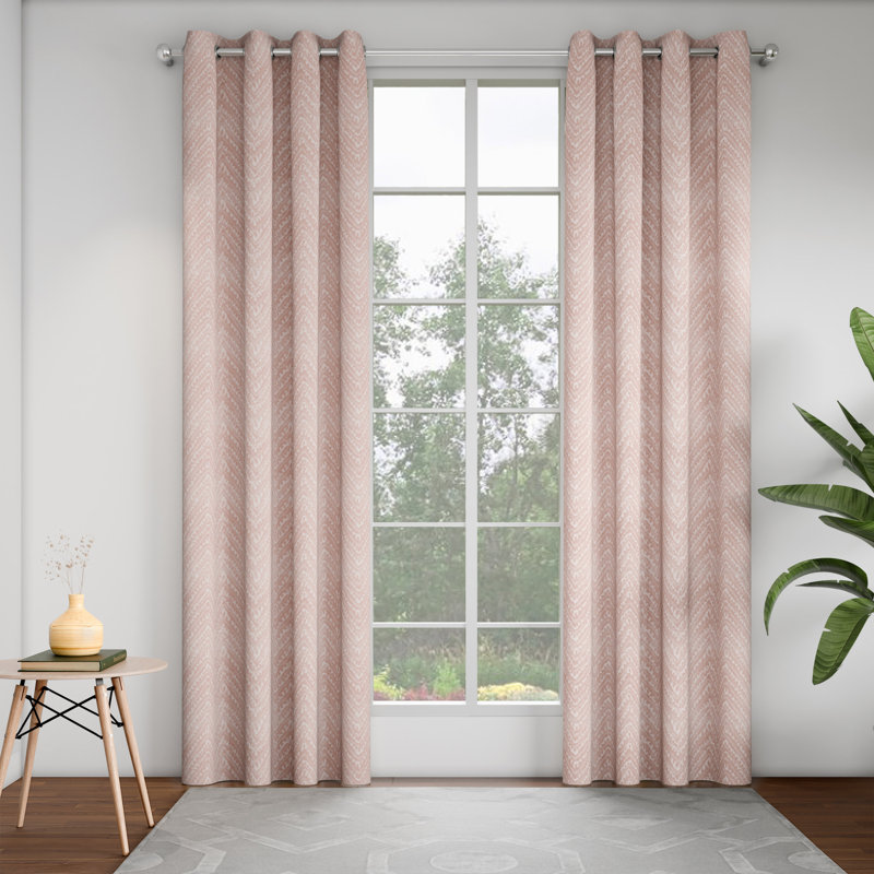 Rideau de porte géométrique 52 po x 84 po - paquet de 2 panneaux, Rose