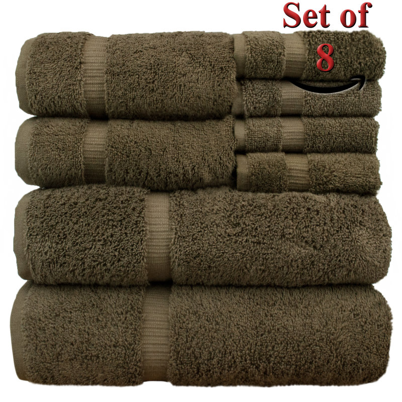 Thuringowa 8 Piece Turkish Cotton Towel Set, Cocoa