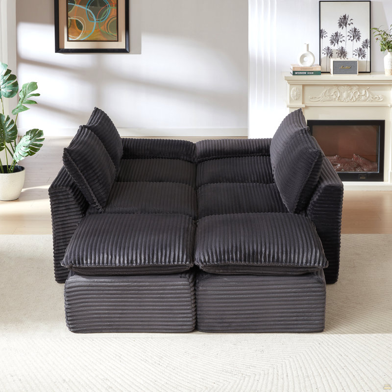Corduroy Cloud Sofa, Dark Gray Corduroy