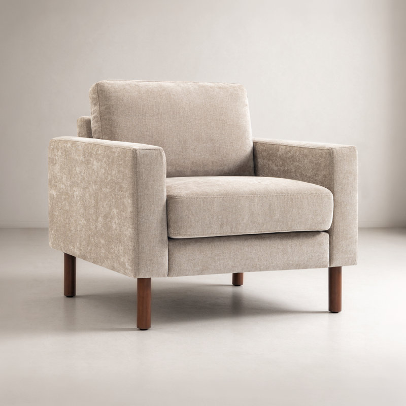 Cole Upholstered Accent Chair, Flax-coloured Polyester